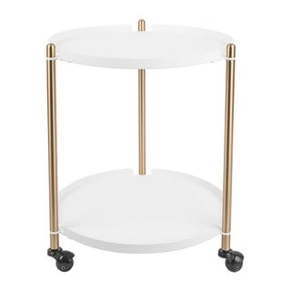 Kovový odkladací stolík v bielo-zlatej farbe Leitmotiv Thrill