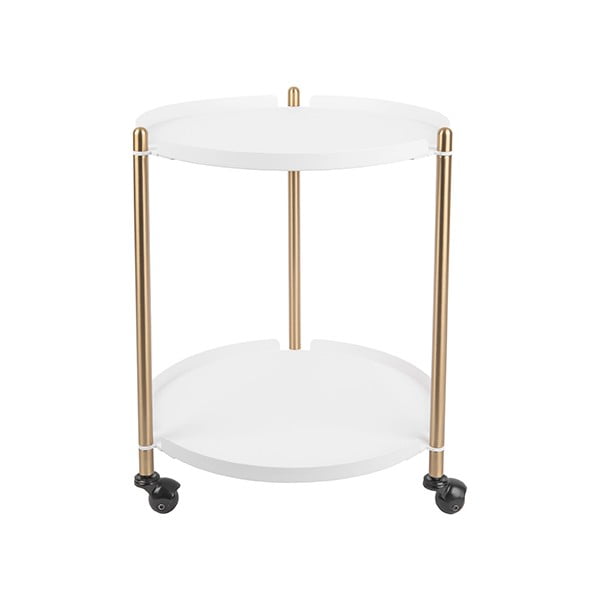 Kovový odkladací stolík v bielo-zlatej farbe Leitmotiv Thrill