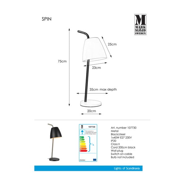 Čierna stolová lampa Markslöjd Spin Table Black-image-2