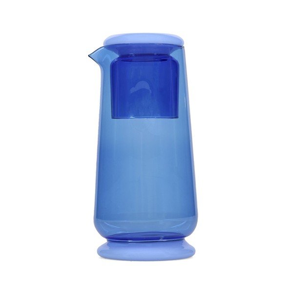 Modrá sklenená karafa s pohárom v súprave 1,4 l Marlo – ONA-image-3