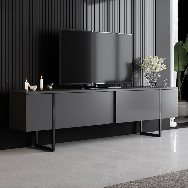 Antracitový TV stolík 180x30 cm Luxe – Kalune Design-image-1