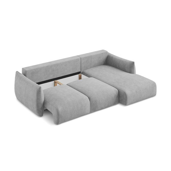 Svetlosivá ženilková rozkladacia rohová pohovka (pravý roh/s leňoškou) Leila – Makamii-image-4