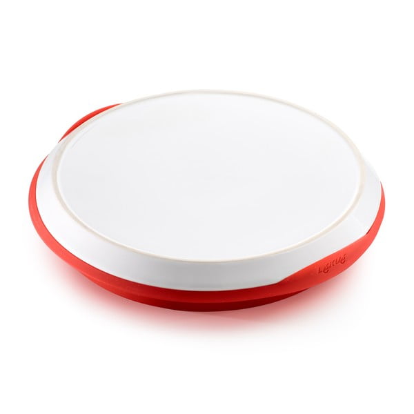 Forma na obrácený koláč s keramickým tanierom, červená
