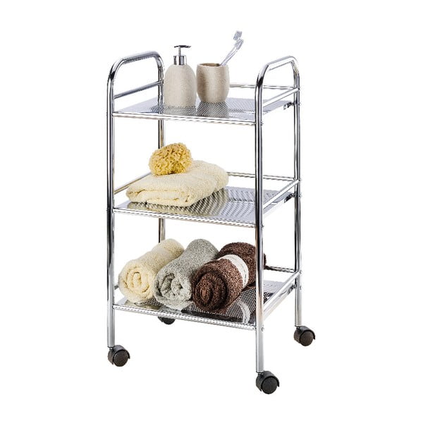 Kovový pojazdný regál v striebornej farbe 41x75 cm – Wenko-image-2