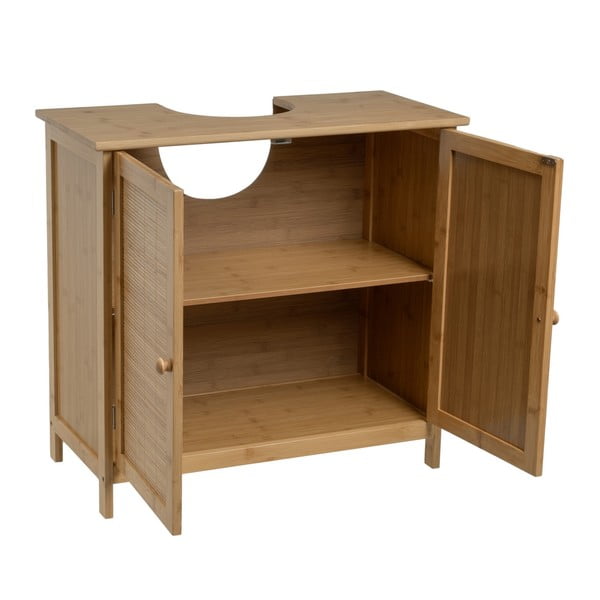 Bambusová skrinka pod umývadlo v prírodnej farbe 63x60 cm – Casa Selección-image-2