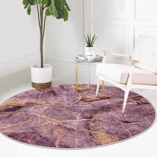 Ružový prateľný okrúhly koberec vhodný pre robotické vysávače ø 80 cm Comfort – Mila Home-image-2