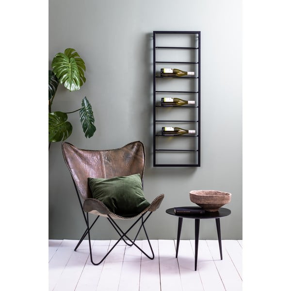 Čierny nástenný kovový regál na víno 42x120x6 cm Macaben – Light & Living-image-2