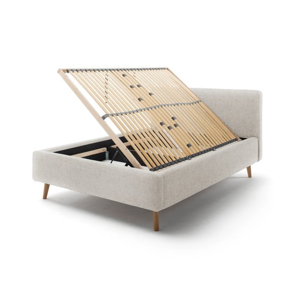 Béžová čalúnená dvojlôžková posteľ s úložným priestorom s roštom 140x200 cm Mattis – Meise Möbel-image-2
