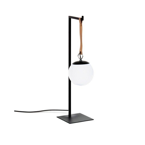 Čierna kovová stolová lampa s plastovým tienidlom (výška  60 cm) Monteiro – Kave Home