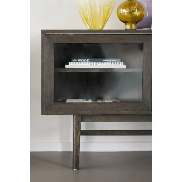 Hnedá vitrína v dekore duba s posuvnými dverami 170x75 cm Hazelton – Rowico-image-4