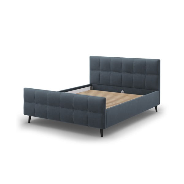 Modrosivá čalúnená dvojlôžková posteľ s roštom 160x200 cm Gigi - Micadoni Home