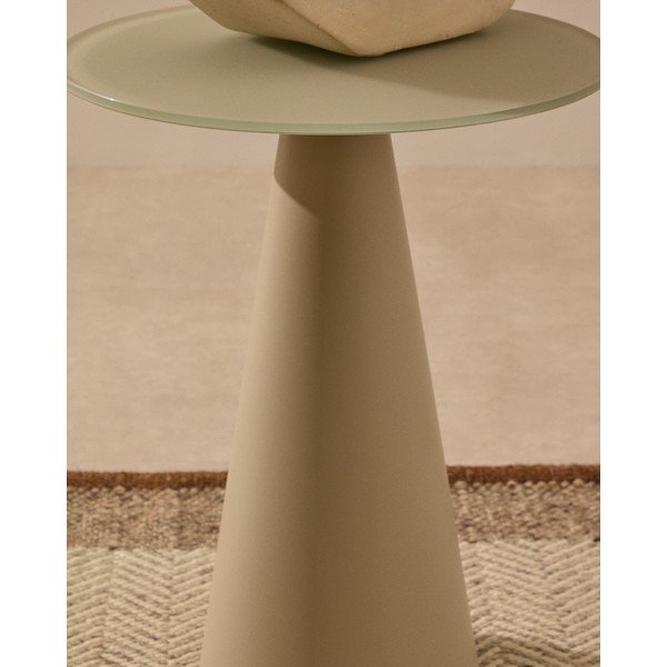 Okrúhly odkladací stolík so sklenenou doskou ø 35 cm Wilshire – Kave Home-image-2