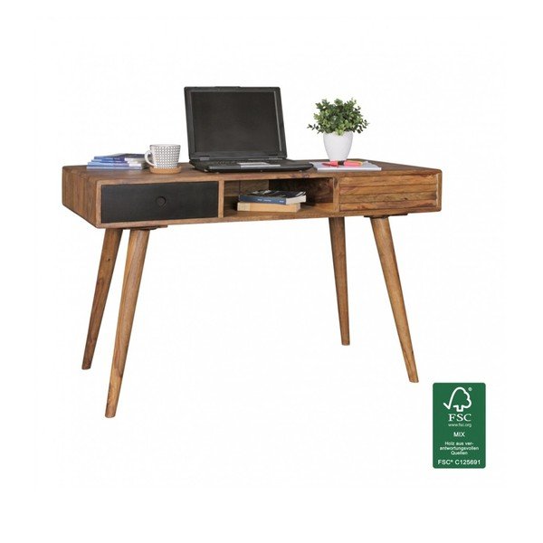 Pracovný stôl z masívneho sheeshamového dreva Skyport REPA, 117 × 60 cm-image-2