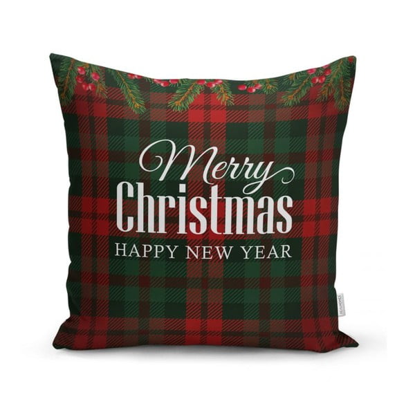 Súprava 4 vianočných obliečok na vankúš a behúň na stôl Minimalist Cushion Covers Tartan Christmas-image-1