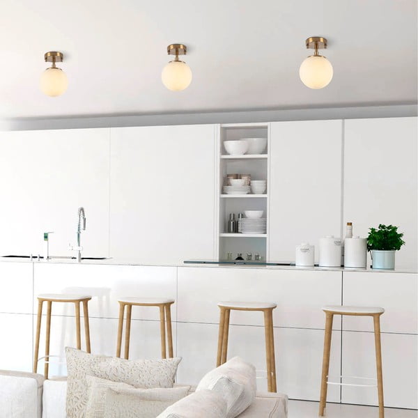 Biele/v mosadznej farbe stropné svietidlo so skleneným tienidlom ø 15 cm Atmaca – Opviq lights-image-3