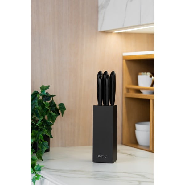 Súprava 5 nožov v čiernom držiaku Vialli Design Caro-image-1