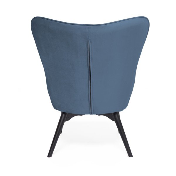 Modré kreslo a podnožka s podnožou v čiernej farbe Vivonita Cora Velvet-image-3