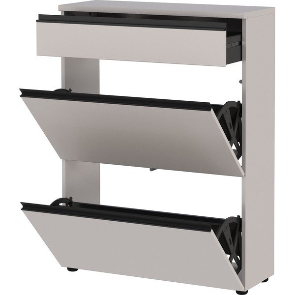 Krémová skrinka na topánky 80x107x29 cm Baldone – Germania-image-2