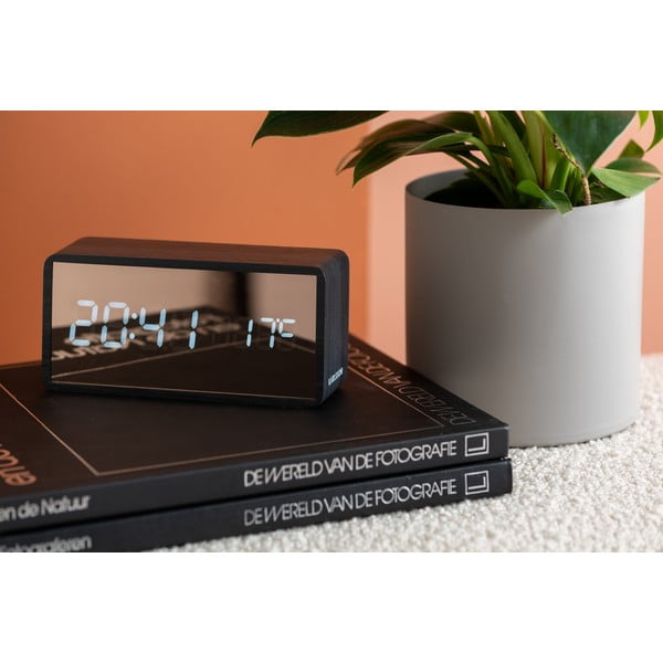 LED budík v medenej farbe a dekore tmavého dreva Karlsson Mirror-image-1