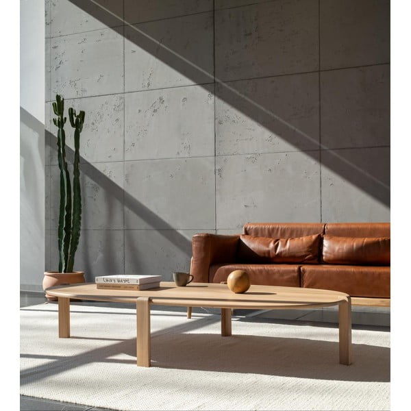 Konferenčný stolík z dubového dreva v prírodnej farbe 100x180 cm Kulin – Gazzda-image-1