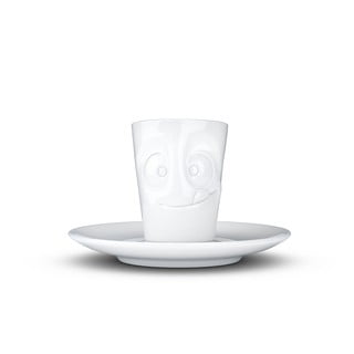 Biela maškrtná porcelánová šálka na espresso s tanierikom 58products, objem 80 ml