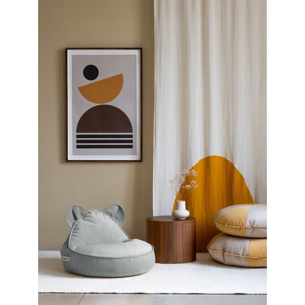 Zamatový detský sedací vak v mentolovej farbe Bear – Wigiwama-image-2