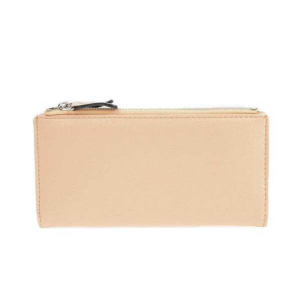 Béžová koženková peňaženka Carla Ferreri, 10.5 x 19 cm