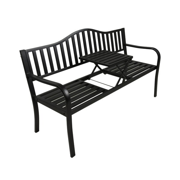 Čierna kovová záhradná lavica Segula - Garden Pleasure-image-2