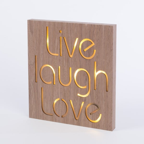 Obraz so svietiacim nápisom Live Laugh Love, 30x30 cm