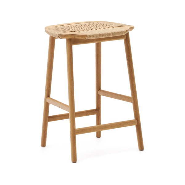 Barová stolička z dubového dreva v prírodnej farbe (výška sedadla 65 cm) Enit – Kave Home-image-3