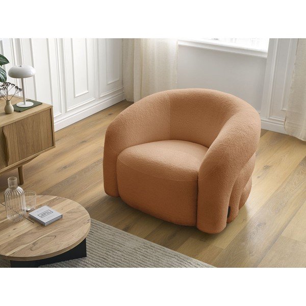 Oranžové otočné kreslo z textílie buklé Elina – Bobochic Paris-image-1