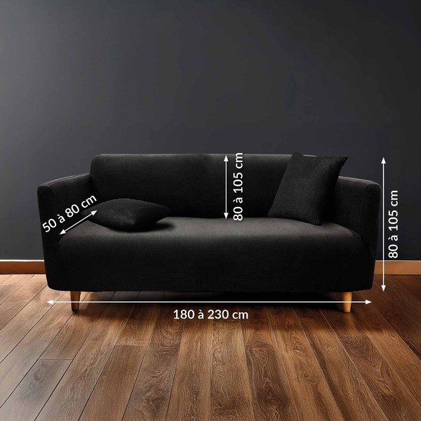 Čierny 3-miestny napínací poťah na pohovku Sacha – douceur d'intérieur-image-2