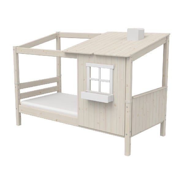 Biela domčeková posteľ z borovicového dreva Flexa Classic Tree House, 90 × 200 cm