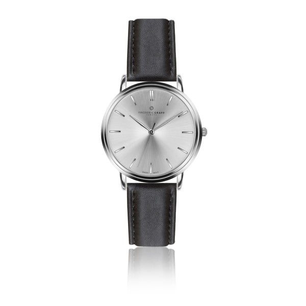 Pánske hodinky s čiernym remienkom z pravej kože Frederic Graff Silver Breithorn Black Leather