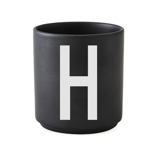 Čierny porcelánový hrnček Design Letters Alphabet H, 250 ml