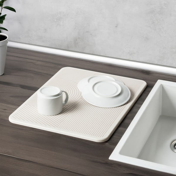 Béžová odkvapkávacia podložka na riad z kremeliny 40x30 cm Damon – Wenko-image-1