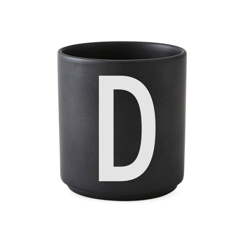 Čierny porcelánový hrnček Design Letters Alphabet D, 250 ml