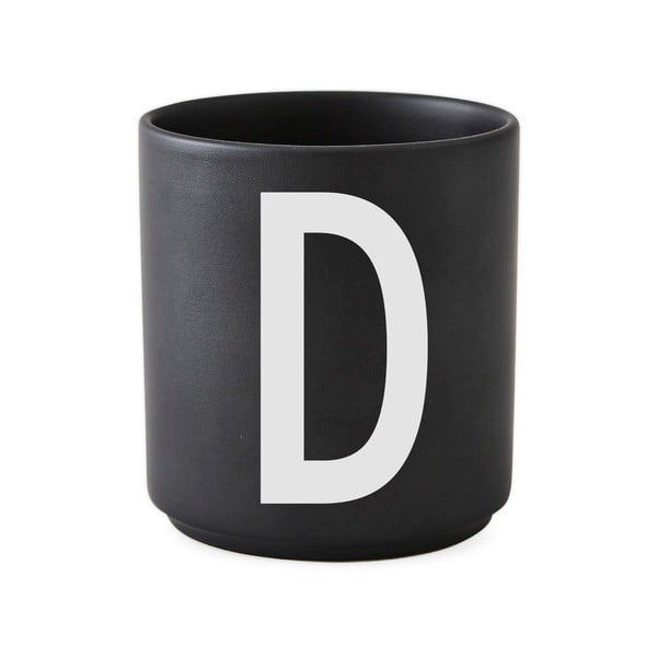 Čierny porcelánový hrnček Design Letters Alphabet D, 250 ml