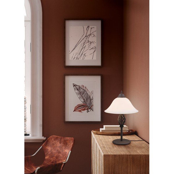 Tmavohnedá stolová lampa so skleneným tienidlom (výška  50 cm) Rustica – Trio-image-2
