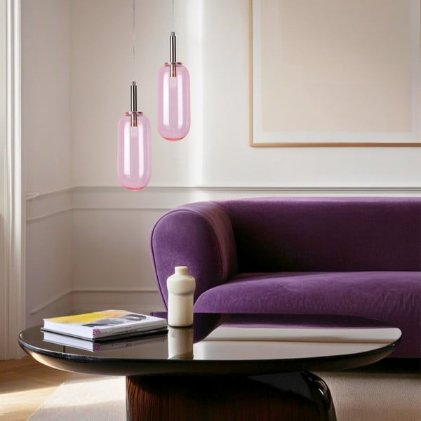 Fialové LED závesné svietidlo so skleneným tienidlom ø 13 cm Fiuggi – Candellux Lighting-image-1