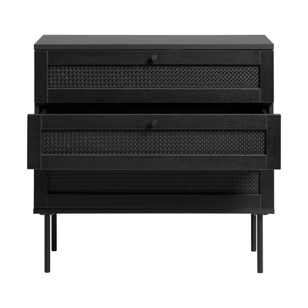 Čierna nízka komoda v dekore duba 80x75 cm Pensacola – Unique Furniture-image-3