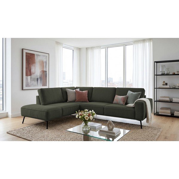 Tmavozelená ženilková rohová pohovka (ľavý roh/do L) Amsterdam – Scandic-image-4