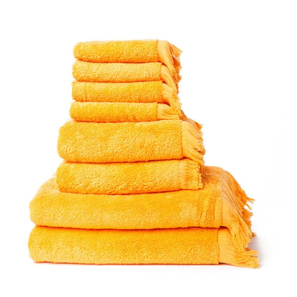Set 4 žltých osušiek a 2 uterákov z čistej bavlny Casa Di Bassi Basic