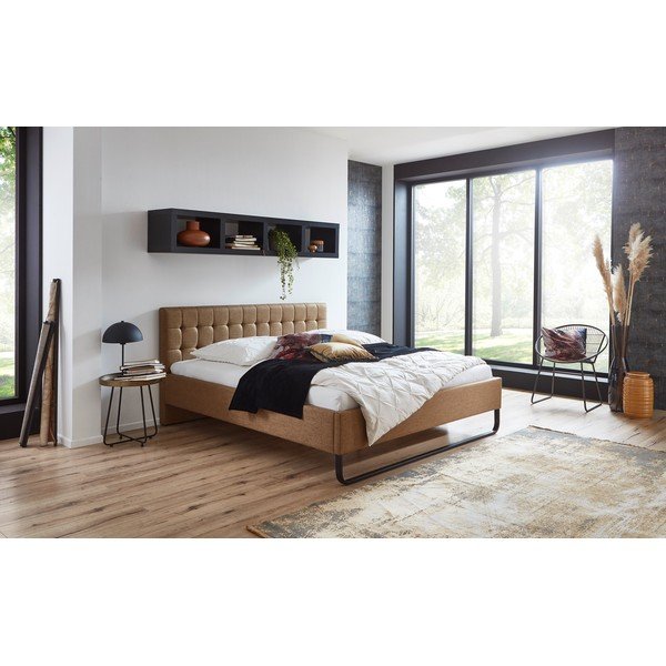 Svetlohnedá čalúnená dvojlôžková posteľ bez roštu 180x200 cm Lambada – Meise Möbel-image-1