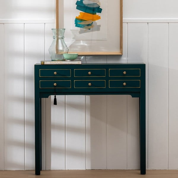 Modrý konzolový stolík 26x85 cm Diana – Ixia-image-2