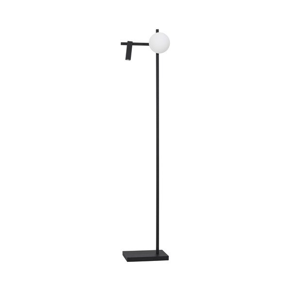 Biela/čierna kovová LED stojacia lampa s ohýbateľnou konštrukciou so skleneným tienidlom (výška  150 cm) Joline – Nova Luce