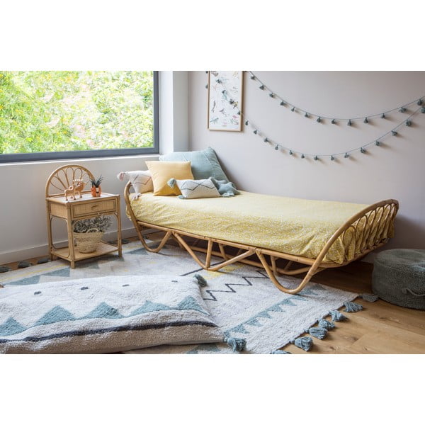 Krémový prateľný ručne tkaný bavlnený detský koberec 140x200 cm Azteca Vintage Blue – Lorena Canals-image-3