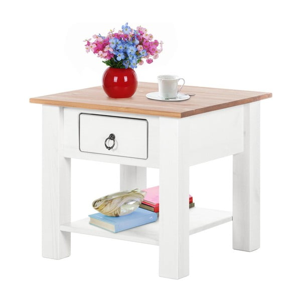 Biely konferenčný stolík z borovicového dreva s prírodnou doskou Støraa Klein-image-1