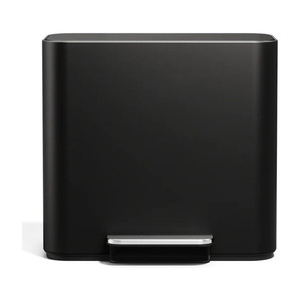 Matne čierny oceľový odpadkový kôš na triedený odpad/pedálový 15 l Dual Mini – simplehuman-image-3