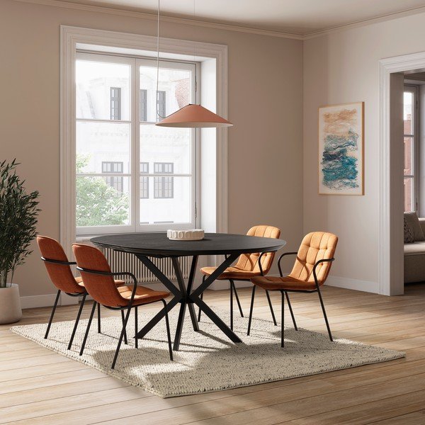 Čalúnená jedálenská stolička s podrúčkami v terakotovej farbe Angie – Marckeric-image-4